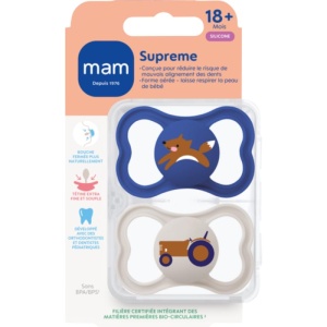 Sucitor cu silicon MAM Supreme, set 2 bucati, pentru 18 luni, design respirabil - Img 1