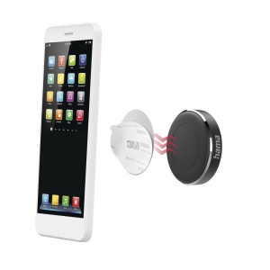 Suport auto Hama cu magnet (suport pentru telefon pentru masina, rotativ la 360deg, fixare cu banda adeziva 3M, inclusiv 2 placi metalice) Negru - Img 3