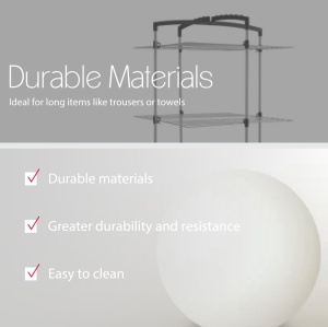 Suport de rufe Metaltex Faro plus, 3 etaje, 28 m lungime, argintiunegru - Img 5