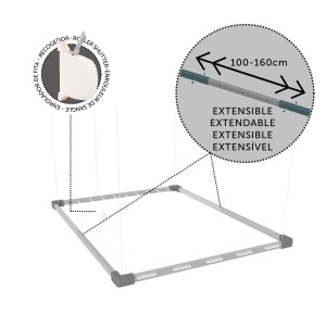 Suport de rufe Vileda Gimi Telepack 100, extensibil, 19 m, alb - Img 3