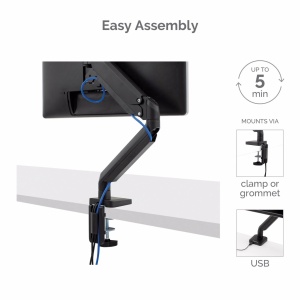 Suport Monitor Fellowes Platinum Series pentru 1 Ecran de 32 Inch, Negru, cu USB - Img 3