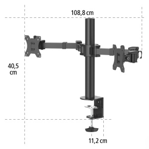 Suport Monitor Hama pentru 2 Monitoare 13 35 inch, Negru, Reglabil, 15 kg - Img 9