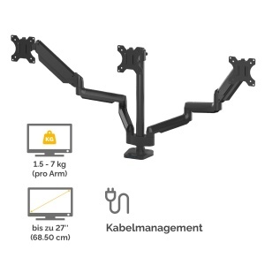 Suport monitor pentru 3 monitoare Fellowes Platinum, ajustabil, negru - Img 4