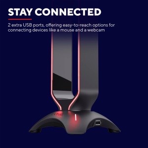 Suport pentru casti Trust Gaming GXT 265 Cintar RGB, Suport pentru casti, 2 porturi USB, Se potriveste tuturor castilor, Suport pentru casti cu margini iluminate cu LED - Negru - Img 4