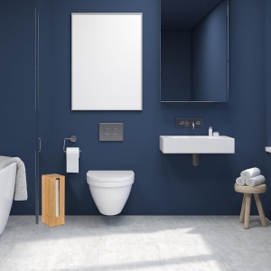 Suport pentru hartie igienica din bambus, pentru 4 role, Relaxdays, 42x13,5x13,5 cm - Img 5