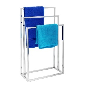 Suport pentru prosoape Relaxdays, 3 brate, metal cromat, 82.5x46x21 cm - Img 1