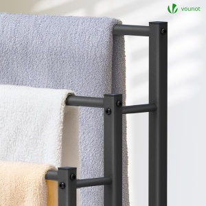 Suport pentru prosoape VOUNOT, metal, 3 stang, negru, stabil si compact - Img 6