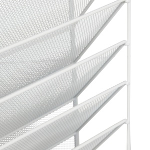 Suport pentru reviste Relaxdays, 5 compartimente, metal, alb, 40,5 x 32,5 x 10,5 cm - Img 7