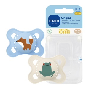 Suport pentru suzete MAM Original 0-6 luni din cauciuc natural 2 bucati