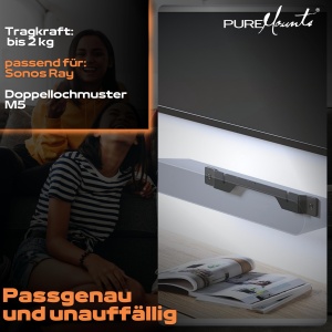 Suport perete pentru boxe PureMounts pentru Sonos Ray, capacitate 2kg, negru - Img 3