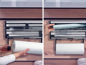 Suport perete pentru folie Leifheit Parat Royal 2.0, inox, 3-in-1 - Img 4