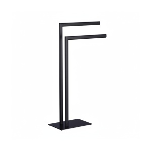 Suport prosoape Relaxdays, 2 stange, otel, 81 x 49 x 20 cm, negru - Img 4