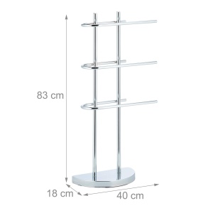 Suport prosoape Relaxdays, trei brate, metalic, cromat, 83x40x18 cm - Img 4
