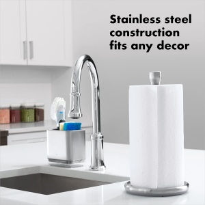 Suport prosop de hartie OXO Good Grips gri baza antiderapanta si design din inox - Img 3