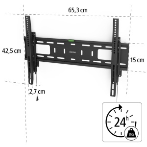 Suport TV de perete Hama, rigid, cu protectie antifurt (suport TV de perete 37-90 inch, VESA 100x100 pana la VESA 600x400, pana la 50kg, ideal pentru spatii publice, cu dibluri Fischer) negru - Img 3