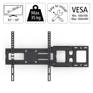 Suport TV Hama, negru, pentru televizoare 32-65 inch, inclinabil si rotativ, 35 kg - Img 2