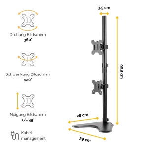 Support monitor dublu Fellowes Seasa, ajustabil, 32 inch, negru - Img 2