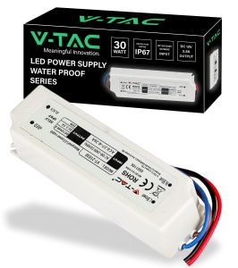 Sursa de alimentare V-TAC 30W, 12V, 2.5A, plastic, ultratin