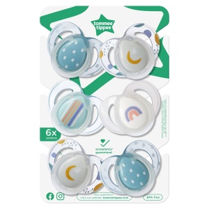 Suzete de noapte Tommee Tippee, design ortodontic simetric, punga din silicon fara BPA, 6-18 m, pachet de 6 suzete - Img 2