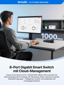 Switch Gestionat Tenda TEG2208D, 8 Porturi Gigabit, Management Cloud - Img 3