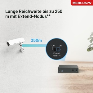 Switch PoE Gigabit Mercusys MS105GP, 5-Porturi, 65W, Plug-and-Play - Img 6