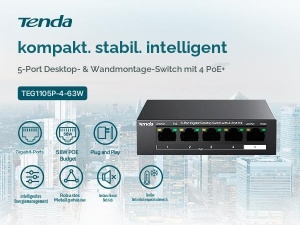 Switch PoE Tenda 5-Port Gigabit cu 58W putere - Img 2