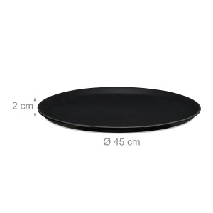 Tableta de Servire Relaxdays 2er Set, Runda 45 cm, Antiderapanta, Neagra - Img 4