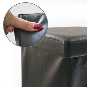 Taburet pliabil Relaxdays, 40L, piele ecologica, negru - Img 6
