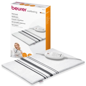 Tampon termic Beurer HK 25, tampon termic dragalas cu 3 niveluri de temperatura, oprire automata si sistem de siguranta, fabricat in Europa, spalabil la masina, 40 x 30 cm, alb-gri
