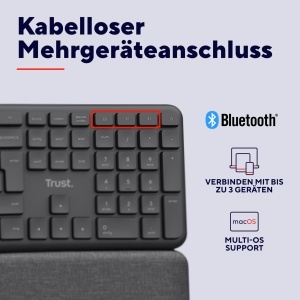 Tastatura ergonomica Trust Arvia, wireless, layout QWERTZ, suport pentru 3 dispozitive - Img 6