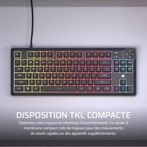 Tastatura Gaming Corsair K55 Core TKL RGB, Tenkeyless, Negru, 8 Zone RGB - Img 3