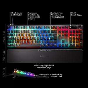 Tastatura gaming SteelSeries Apex Pro Gen 3, switch-uri Hall Effect, actiune ajustabila, presetari joc - Img 4