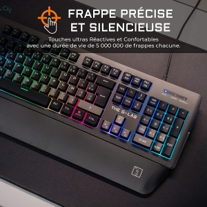 Tastatura pentru jocuri G-Lab Keyz Palladium, AZERTY, Cu fir, USB, Iluminare de fundal RGB LED, Multicolor, Suport magnetic pentru incheietura mainii, 26 de taste, Anti-Ghosting, Durabil - PC PS4 Xbox One - Img 2