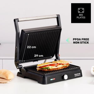 Taurus - Gratar de contact Essential 2600W | Gratar 2 in 1 si plancha | Farfurii 29x23 cm | Fara PFOA | Tava de scurgere pentru grasime | Termostat reglabil | Cool-Touch si blocare a placii - Img 2