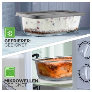 Tava de copt din sticla NutriChef 3 piese 1,8 L - Borosilikat, transparenta - Img 5