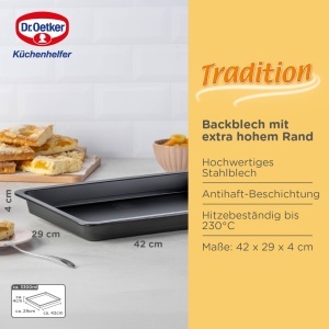 Tava de copt Dr. Oetker, 42 x 29 x 4 cm, otel inoxidabil, antiaderenta - Img 3