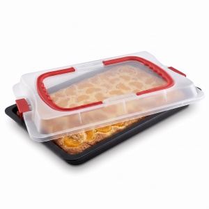 Tava de copt Dr. Oetker Bake Go 42 x 30 cm, neagra, cu transporthauba