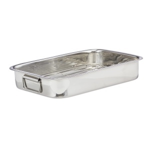 Tava de copt Relaxdays XL din otel inoxidabil, spatiul de gatit 43 x 31 cm