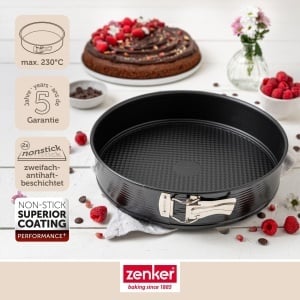 Tava de copt Zenker cu fund plat, 28 cm, otel, antiaderenta, neagra - Img 3
