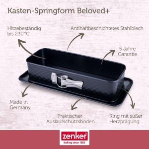Tava de copt Zenker Konigskuchen 30 cm, cu design in forma de inima, PFAS-free, neagra - Img 3