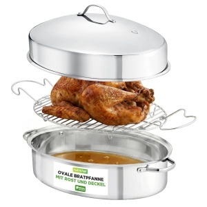 Tava de cuptor NutriChef, ovala, 52x27cm, capacitate 10L, inox antiaderent