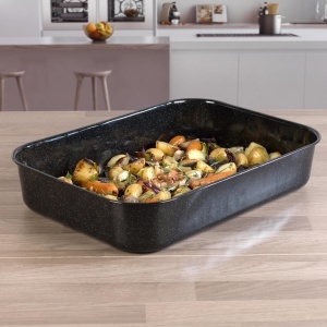 Tava de cuptor Russell Hobbs CW11431 Romano 42cm, emailiata, neagra, rezistenta la 230C - Img 4