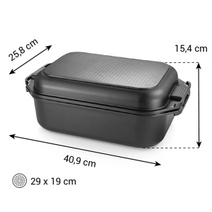 Tava de cuptor Tescoma GrandCHEF 40x26 cm, PFOA si PFAS-free, cu capac - Img 6