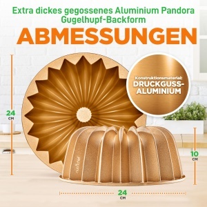 Tava Gugelhupf NutriChef 23 cm - Aluminiu cu Antiaderent, Design Elegant, 1.8L - Img 2