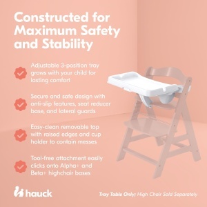 tava hauck Alpha alba - Placa de sufragerie 3 in 1 compatibila cu scaunul inalt din lemn Alpha si Beta pentru copii de 6-24 de luni cu reductor de sca - Img 3