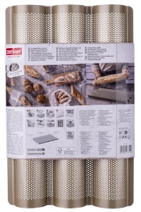 Tava pentru Baguette Zenker 3er, Antiaderenta, Hitzebestabila pana la 230C, Aurie - Img 4