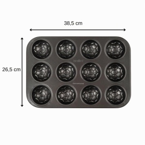Tava pentru muffins Zenker, 12 forme, neagra, 380 x 265 x 38 mm - Img 3