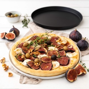 Tava rotunda pentru pizza Zenker - Tava de copt de inalta calitate pentru pizza perfecta, 285 x 285 x 25 mm, rezistenta la caldura pana la 230degC, cu garantie producator de 5 ani, neagra - Img 2