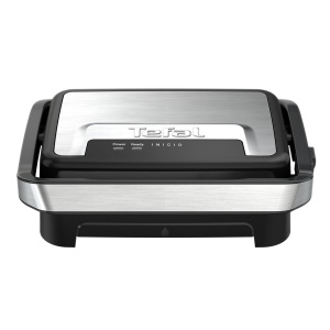Tefal Inicio Compact 2-in-1 Contact si Panini Grill, 1000 W, design compact, carcasa din otel inoxidabil, tava de scurgere a sucului, placi antiaderente pentru gratar, otel inoxidabil/negru, GC270D10 - Img 2