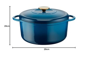 Tefal Pierre Gagnaire tigaie din otel turnat, diametru 29 cm, 7,4 l, inductie, capac special pentru condens, stocare a caldurii, fierbere, gatire delicata, caramelizare, patrimoniu, albastru alpin - Img 6